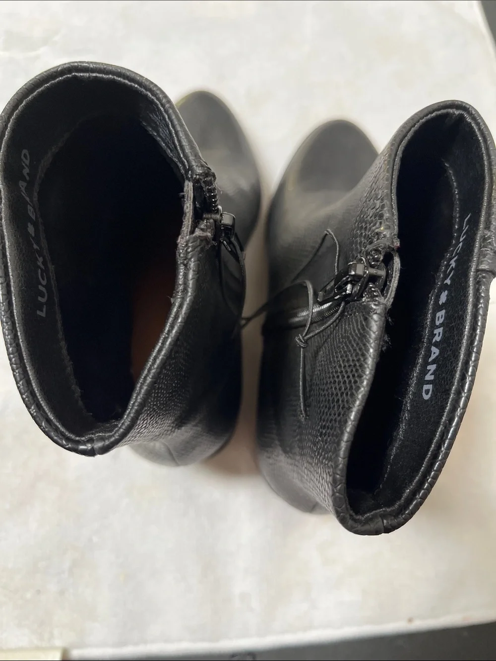 Lucky Brand Black Textured Pointed Ankle Booties